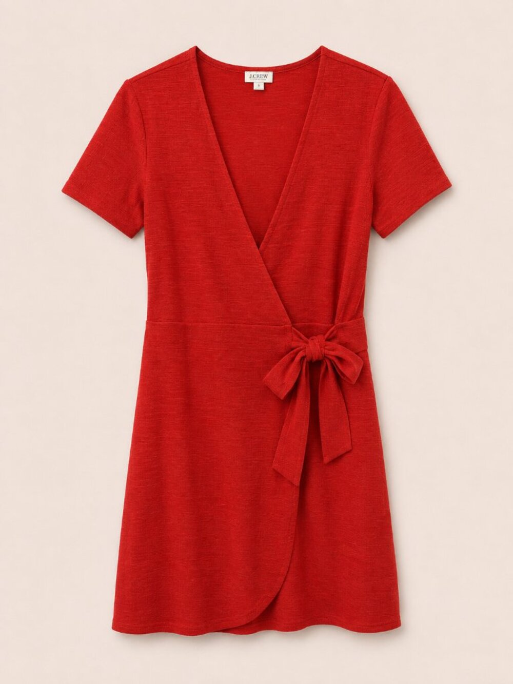 J.CREW Orange Red Cotton Blend Wrap Dress Tie Waist Size XS